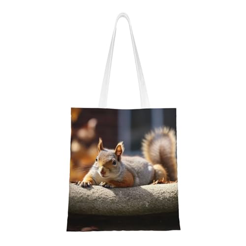 Squirrel Just Laying Tote Bag für Damen, Segeltuch-Schultertaschen mit Taschen, Einkaufstasche, niedliche, wiederverwendbare Einkaufstasche Squirrel Just Laying Tote Bag für Damen, Segeltuch-Schultertaschen mit Taschen, Einkaufstasche, niedliche, wiederverwendbare Einkaufstasche von BYPPJGH