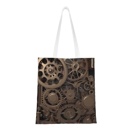Steampunk Tragetasche für Damen, Segeltuch, Schultertaschen mit Taschen, Einkaufstasche, niedlich, wiederverwendbar, Einkaufstasche Steampunk Tragetasche für Damen, Segeltuch, Schultertaschen mit Taschen, Einkaufstasche, niedlich, wiederverwendbar, Einkaufstasche von BYPPJGH