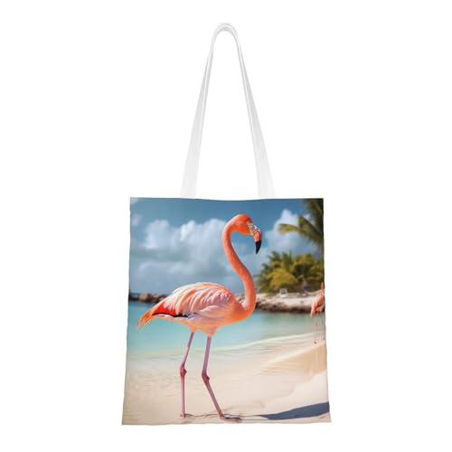 Strand-Flamingo-Tragetasche für Damen, Segeltuch-Schultertaschen mit Taschen, Einkaufstasche, niedliche, wiederverwendbare Einkaufstasche Strand-Flamingo-Tragetasche für Damen, Segeltuch-Schultertaschen mit Taschen, Einkaufstasche, niedliche, wiederverwendbare Einkaufstasche von BYPPJGH