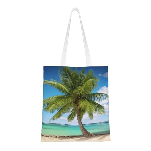 Strandpalmen-Tragetasche für Damen, Segeltuch-Schultertasche mit Taschen, Einkaufstasche, niedlich, wiederverwendbar, Einkaufstasche von BYPPJGH