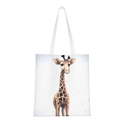 Süße Giraffen-Tragetasche für Damen, Canvas-Schultertasche mit Taschen, Einkaufstasche, niedliche, wiederverwendbare Einkaufstasche Süße Giraffen-Tragetasche für Damen, Canvas-Schultertasche mit Taschen, Einkaufstasche, niedliche, wiederverwendbare Einkaufstasche von BYPPJGH