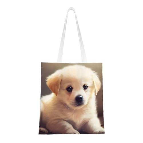 Süße Hunde-Tragetasche für Damen, Canvas-Schultertasche mit Taschen, Einkaufstasche, niedliche, wiederverwendbare Einkaufstasche von BYPPJGH
