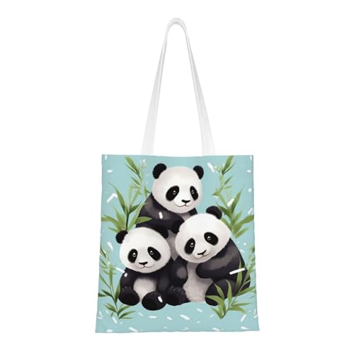 Süße Pandas-Tragetasche für Damen, Canvas-Schultertaschen mit Taschen, Einkaufstasche, niedliche, wiederverwendbare Einkaufstasche Süße Pandas-Tragetasche für Damen, Canvas-Schultertaschen mit Taschen, Einkaufstasche, niedliche, wiederverwendbare Einkaufstasche von BYPPJGH