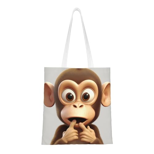 The Silent Monkey Tragetasche für Damen, Segeltuch, Schultertaschen mit Taschen, Einkaufstasche, niedlich, wiederverwendbar, Einkaufstasche The Silent Monkey Tragetasche für Damen, Segeltuch, Schultertaschen mit Taschen, Einkaufstasche, niedlich, wiederverwendbar, Einkaufstasche von BYPPJGH