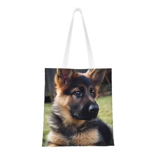 Tragetasche für Damen, Motiv: Deutscher Schäferhund, Segeltuch, Schultertaschen mit Taschen, Einkaufstasche, niedlich, wiederverwendbar, Einkaufstasche Tragetasche für Damen, Motiv: Deutscher Schäferhund, Segeltuch, Schultertaschen mit Taschen, Einkaufstasche, niedlich, wiederverwendbar, Einkaufstasche von BYPPJGH