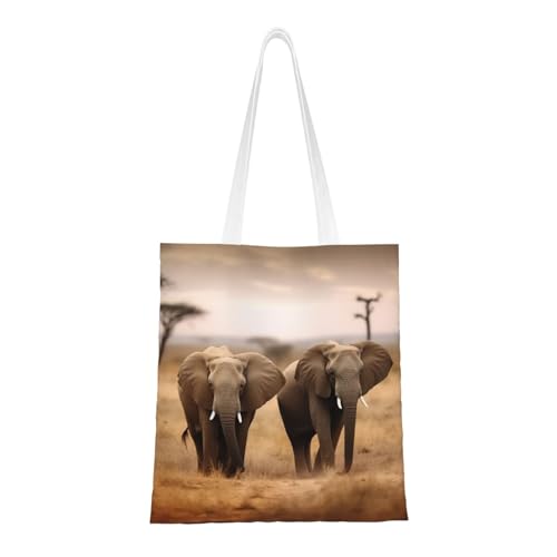 Tragetasche für Damen, Motiv: wilde Tiere, Elefanten, Segeltuch, Schultertaschen mit Taschen, Einkaufstasche, niedlich, wiederverwendbar, Einkaufstasche Tragetasche für Damen, Motiv: wilde Tiere, Elefanten, Segeltuch, Schultertaschen mit Taschen, Einkaufstasche, niedlich, wiederverwendbar, Einkaufstasche von BYPPJGH
