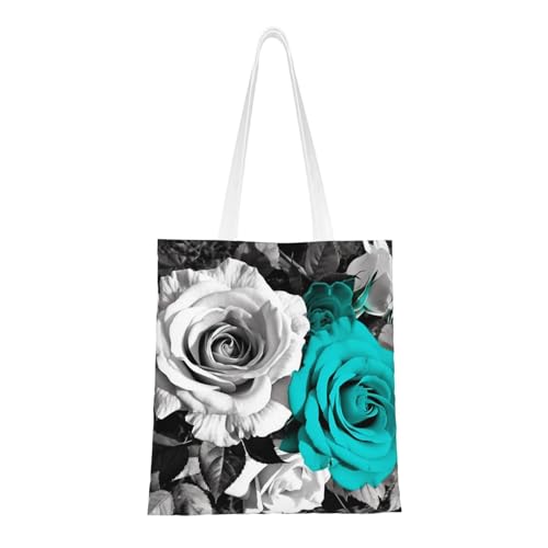 Tragetasche für Damen, Segeltuch, Schultertaschen mit Taschen, Einkaufstasche, niedlich, wiederverwendbar, Schwarz / Weiß / Blaugrün / Grau Tragetasche für Damen, Segeltuch, Schultertaschen mit Taschen, Einkaufstasche, niedlich, wiederverwendbar, Schwarz / Weiß / Blaugrün / Grau von BYPPJGH