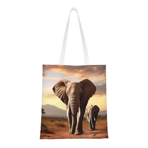 Tragetasche mit Elefantenmotiv für Damen, Segeltuch, Schultertaschen mit Taschen, Einkaufstasche, niedlich, wiederverwendbar, Einkaufstasche Tragetasche mit Elefantenmotiv für Damen, Segeltuch, Schultertaschen mit Taschen, Einkaufstasche, niedlich, wiederverwendbar, Einkaufstasche von BYPPJGH