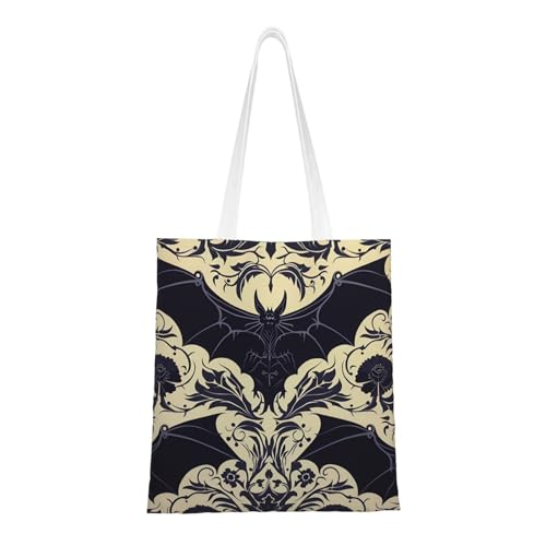 Tragetasche mit Fledermausmuster für Damen, Segeltuch-Schultertasche mit Taschen, Einkaufstasche, niedliche, wiederverwendbare Einkaufstasche von BYPPJGH