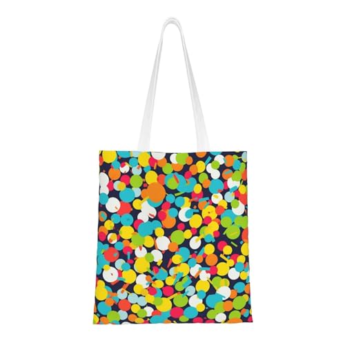 Tragetasche mit Konfetti-Muster für Damen, Segeltuch, Schultertaschen mit Taschen, Einkaufstasche, niedlich, wiederverwendbar, Einkaufstasche Tragetasche mit Konfetti-Muster für Damen, Segeltuch, Schultertaschen mit Taschen, Einkaufstasche, niedlich, wiederverwendbar, Einkaufstasche von BYPPJGH