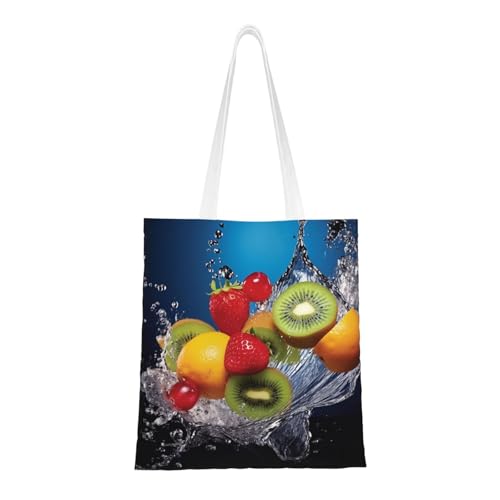 Tragetasche mit Wasserfrüchten für Damen, Segeltuch, Schultertaschen mit Taschen, Einkaufstasche, niedlich, wiederverwendbar, Einkaufstasche Tragetasche mit Wasserfrüchten für Damen, Segeltuch, Schultertaschen mit Taschen, Einkaufstasche, niedlich, wiederverwendbar, Einkaufstasche von BYPPJGH