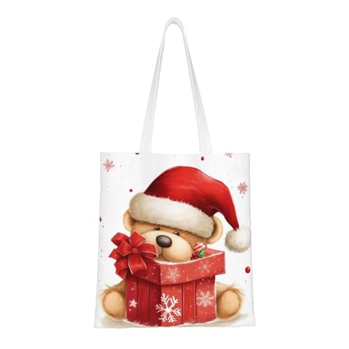 Tragetasche mit Weihnachtsmannmütze, Geschenk und Frohe Weihnachten, Segeltuch, Schultertaschen mit Taschen, Einkaufstasche, niedlich, wiederverwendbar, Einkaufstasche Tragetasche mit Weihnachtsmannmütze, Geschenk und Frohe Weihnachten, Segeltuch, Schultertaschen mit Taschen, Einkaufstasche, niedlich, wiederverwendbar, Einkaufstasche von BYPPJGH