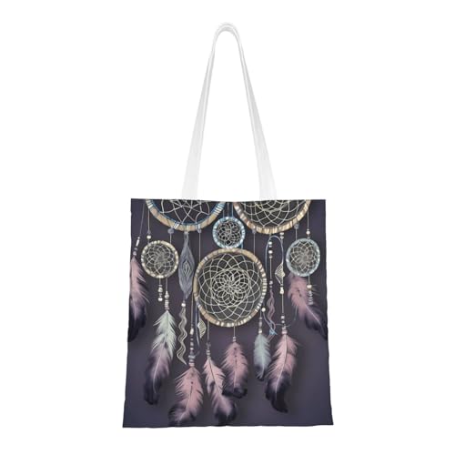 Traumfänger-Tragetasche für Damen, Segeltuch, Schultertaschen mit Taschen, Einkaufstasche, niedliche, wiederverwendbare Einkaufstasche Traumfänger-Tragetasche für Damen, Segeltuch, Schultertaschen mit Taschen, Einkaufstasche, niedliche, wiederverwendbare Einkaufstasche von BYPPJGH