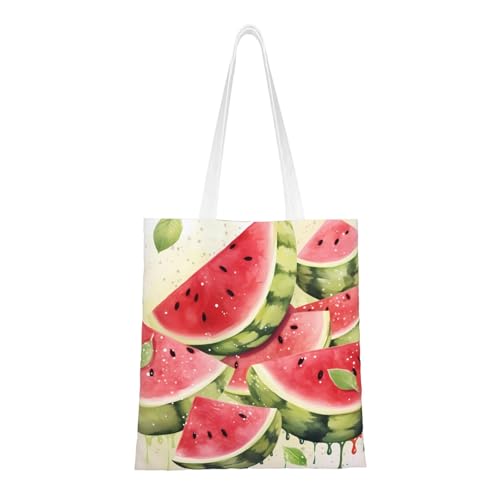 Wassermelonen-Einkaufstasche für Damen, Segeltuch, Schultertasche mit Taschen, Einkaufstasche, niedlich, wiederverwendbar, Einkaufstasche von BYPPJGH