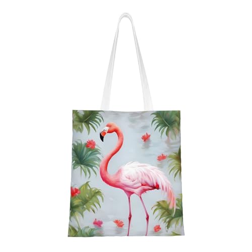 Weiße Flamingo-Tragetasche für Damen, Canvas-Schultertaschen mit Taschen, Einkaufstasche, niedlich, wiederverwendbar, Einkaufstasche Weiße Flamingo-Tragetasche für Damen, Canvas-Schultertaschen mit Taschen, Einkaufstasche, niedlich, wiederverwendbar, Einkaufstasche von BYPPJGH
