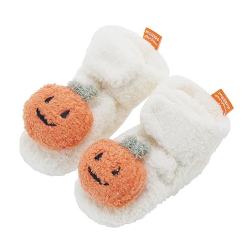 BYUSBAYA Halloween-Baby-Stiefel, kuschelige Fleece-Hausschuhe, weiche Schneestiefel, Weihnachten, Krippe, Sockenschuhe, Herbst, Winter, warme Lauflernschuhe, Pumpkin White, 12-18 Monate BYUSBAYA Halloween-Baby-Stiefel, kuschelige Fleece-Hausschuhe, weiche Schneestiefel, Weihnachten, Krippe, Sockenschuhe, Herbst, Winter, warme Lauflernschuhe, Pumpkin White, 12-18 Monate von BYUSBAYA