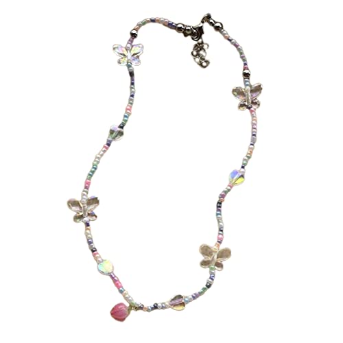 BYUTFA Egirl Schmuck Coole Bunte Perlen Anhänger Halskette DIY Mode Charme Choker Halskette für Frauen Punk Zubehör von BYUTFA