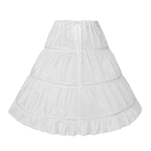 BYUTFA Petticoat Kinder Mädchen Petticoat A-Linie 3 Reifen 1-lagig Kinder Krinoline Spitzenbesatz Blume von BYUTFA