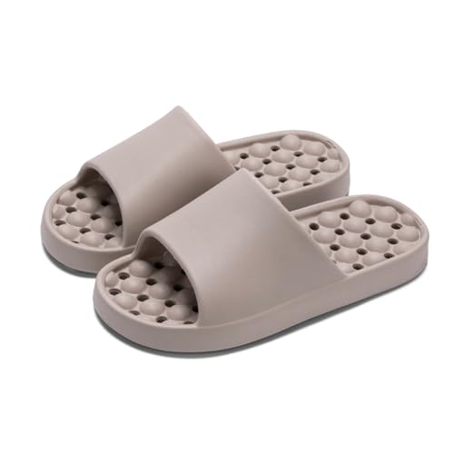 BYWXW Fussmassage Hausschuhe, Auslegung der Leckagelocher Badeschlappen Super Weich rutschfeste Unisex Strand Sandalen Indoor Slippers Dicke Sohle Duschsandale(Size:EU 40/41,Color:Grau) von BYWXW