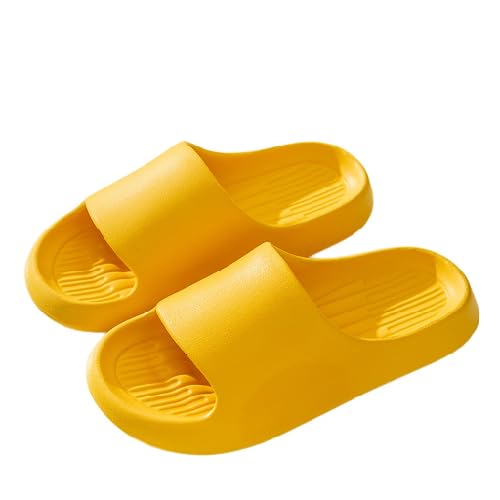 BYWXW Unisex Sommer Schlappen,Anti-Rutsch-Textur Dicke Sohle Pantoffeln Super Weich rutschfeste Strand Sandalen Indoor Slippers Duschsandale (Size:EU 34/35,Color:Yellow) von BYWXW