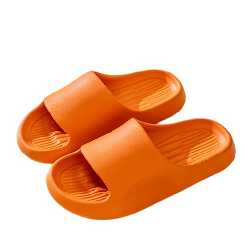 BYWXW Unisex Sommer Schlappen,Anti-Rutsch-Textur Dicke Sohle Pantoffeln Super Weich rutschfeste Strand Sandalen Indoor Slippers Duschsandale (Size:EU 36/37,Color:Orange) von BYWXW