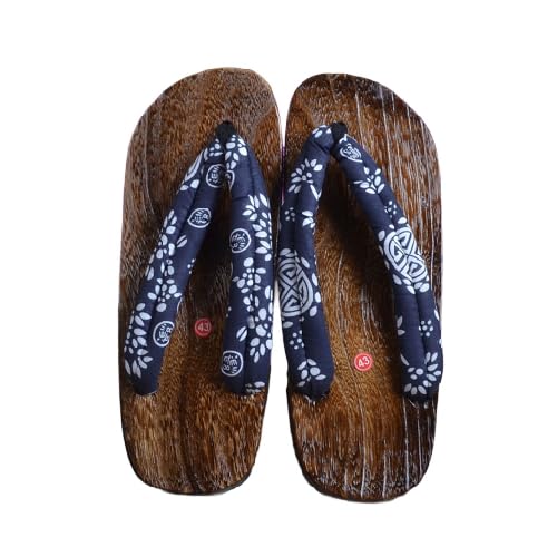 Hölzerne Hausschuhe für männliche und weibliche Paare, High-Density Eva Sohle,Strapazierfähige und hochwertige Außensohle Schuhpantoffel für rutschfeste Sandalen (Size:EU 44,Color:Blau B) von BYWXW