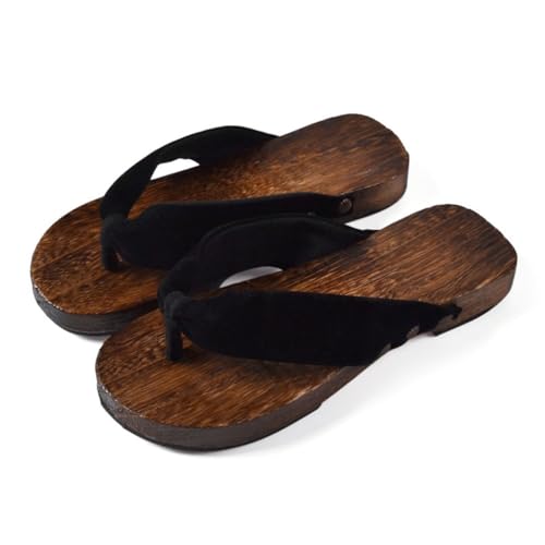 Zehensandalen Holz Sandalen Herren Damen Verstopfen Hölzern Hausschuhe Outdoor Plattform Schuhe Japanische Holzschuhe Pantoletten Strandschuhe(Size:EU 41,Color:Schwarz B) von BYWXW
