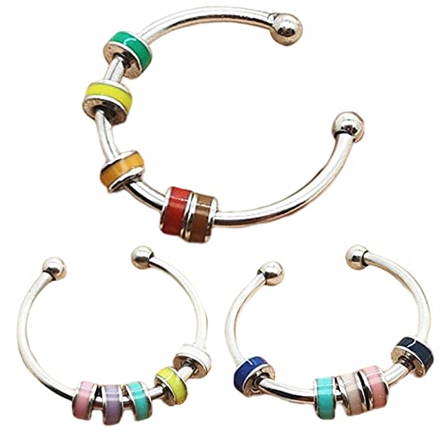BYYLECL Angst-Ring für Frauen, Fidget-Ringe für Angstzustände, verstellbarer Spinner-Ring fahren Sie Ihre Angst, Regenbogen-Fidget-Ring für Mädchen von BYYLECL
