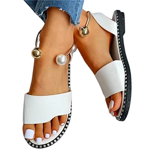 BYYLECL Damen Flacher Absatz Niedriger Keilabsatz Offene Zehen Sommer Slide Schuhe PU Hausschuhe Sandalen Einfarbig Freizeit Reise Flache Sandale von BYYLECL