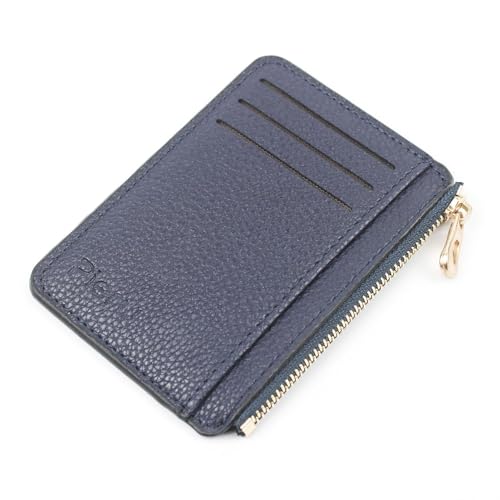 BYYLECL Damen Geldbörse mit Edelstahl Reißverschluss, PU Leder Akkordeon Geldbörsen Etui Kartenetuis mit 3 Fächern, königsblau, 9x12x0.7cm von BYYLECL