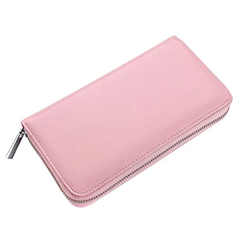 BYYLECL Kreditkartenetui mit großer Kapazität – 36 Fächer für Kreditkarten aus Leder mit Reißverschluss, mehrere Kartenetui, Geldbörse für Damen oder Herren, rose von BYYLECL