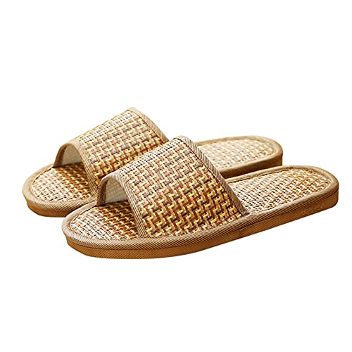 BYYLECL Sommer Rattan Hausschuhe Atmungsaktiv Absorb Schweiß Stroh Hausschuhe Open Toe Unisex Home Slippers Indoor Outdoor rutschfeste Spa Schuhe für Herren von BYYLECL