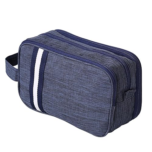 Kosmetiktasche mit großer Kapazität, wasserabweisend, tragbar, für Rasierer, trockene und nasse Trennung, Reise-Kosmetiktasche, Make-up-Tasche für Damen und Herren, blau, Large Size von BYYLECL