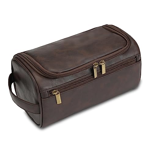 Kulturbeutel, Reise Große Waschtasche Damen, Handheld Große Kosmetiktasche, Wasserabweisende PU Leder Reise Waschtasche Waschtasche für Damen und Herren, Rosa (Tawny) von BYYLECL