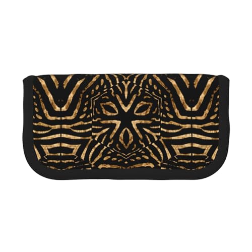 BYwenhopnbs Afrika Wild Zebra Schwarz Gold Streifen, Federmäppchen mit großer Kapazität, Stiftetasche Organizer Canvas Bleistifttasche für Mädchen von BYwenhopnbs