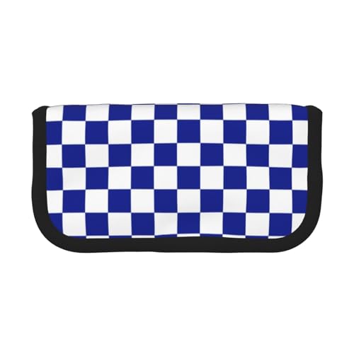 BYwenhopnbs Blau-weiß Kariertes Muster, Federmäppchen mit großer Kapazität, Stiftetasche, Organizer, Leinen-Federmäppchen für Mädchen BYwenhopnbs Blau-weiß Kariertes Muster, Federmäppchen mit großer Kapazität, Stiftetasche, Organizer, Leinen-Federmäppchen für Mädchen von BYwenhopnbs