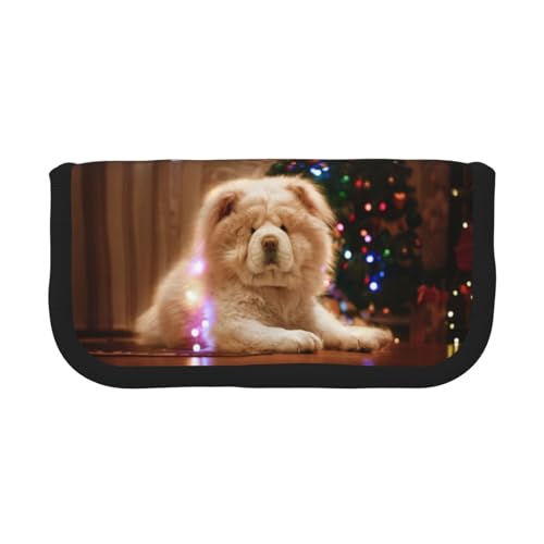 BYwenhopnbs Chow-Chow, weiße, Flauschige Hunde, Haustiere, Hunde, Weihnachten, Federmäppchen mit großer Kapazität, Stiftetasche, Organizer, Leinen, Federtasche für Mädchen von BYwenhopnbs