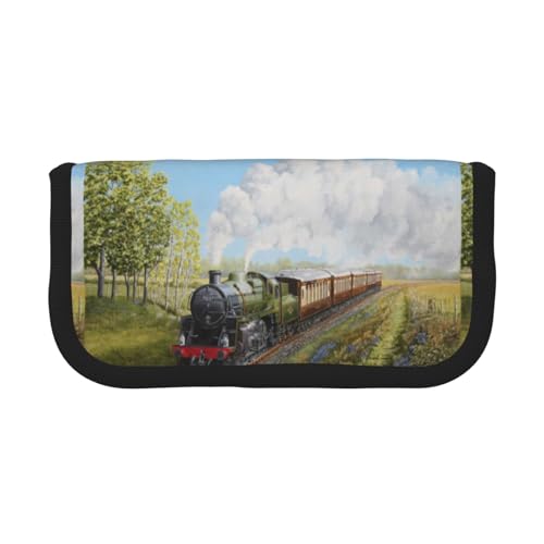 BYwenhopnbs Dampfzug und Eisenbahn, Federmäppchen mit großer Kapazität, Stiftetasche, Organizer, Canvas-Federmäppchen für Mädchen von BYwenhopnbs