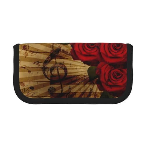 BYwenhopnbs Grunge Rose Vintage Music, Federmäppchen mit großer Kapazität, Stiftetasche, Organizer, Leinen-Federmäppchen für Mädchen BYwenhopnbs Grunge Rose Vintage Music, Federmäppchen mit großer Kapazität, Stiftetasche, Organizer, Leinen-Federmäppchen für Mädchen von BYwenhopnbs