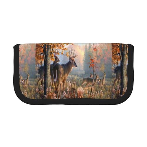 BYwenhopnbs Hirsch-Kunstdruck, Federmäppchen mit großer Kapazität, Stiftetasche, Organizer aus Segeltuch, Bleistifttasche für Mädchen von BYwenhopnbs