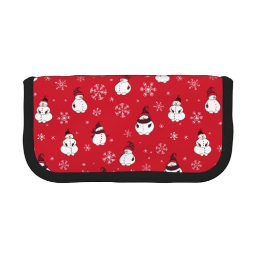 BYwenhopnbs Lustige Weihnachts-Schneemänner und Schneeflocken, Federmäppchen mit großer Kapazität, Stiftetasche, Organizer, Leinen-Federmäppchen für Mädchen von BYwenhopnbs