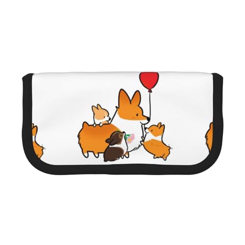BYwenhopnbs Niedliches Cartoon-Corgi-Weihnachten, Federmäppchen mit großer Kapazität, Stiftetasche, Organizer aus Segeltuch, Bleistifttasche für Mädchen von BYwenhopnbs