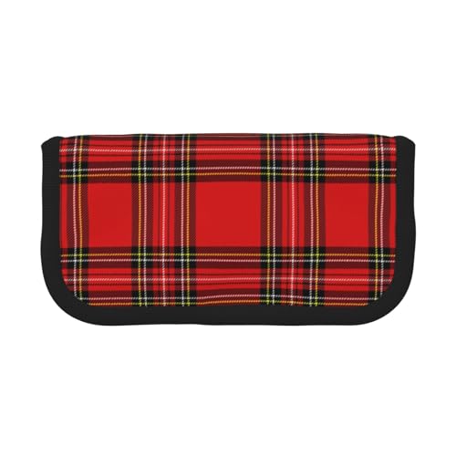 BYwenhopnbs Weihnachten Neujahr Tartan Plaid Scottish ， Federmäppchen mit großer Kapazität, Stiftetasche Organizer Canvas Bleistifttasche für Mädchen von BYwenhopnbs