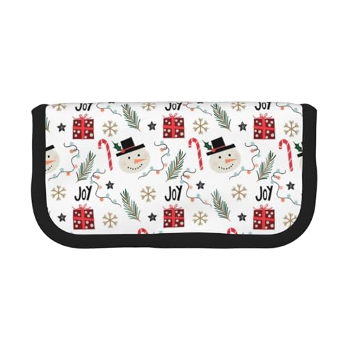 BYwenhopnbs Weihnachten mit Schneemann, Federmäppchen mit großer Kapazität, Stiftetasche, Organizer aus Segeltuch, Bleistifttasche für Mädchen von BYwenhopnbs