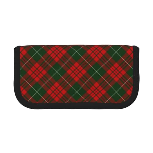 BYwenhopnbs Weihnachts-Federmäppchen mit schottischem Tartan, großes Fassungsvermögen, Stiftetasche, Organizer, Leinen-Federmäppchen für Mädchen von BYwenhopnbs