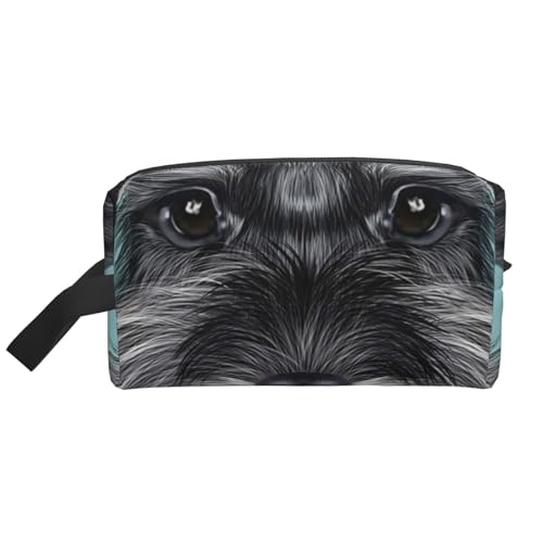 Baby Schnauzer auf Blau Kosmetik-Organizer mit großer Kapazität, Reise-Make-up-Tasche für Frauen von BYwenhopnbs