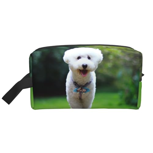 Bichon Frise Bokeh Pets Dogs Park White Dogs Kosmetik-Organizer mit großer Kapazität, Reise-Make-up-Tasche für Frauen von BYwenhopnbs