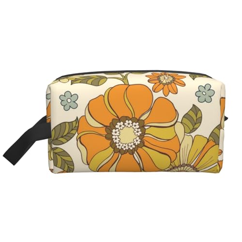 Bunte Retro-Blume im 70er-Jahre-Stil, Kosmetik-Organizer mit großer Kapazität, Reise-Make-up-Tasche für Damen von BYwenhopnbs