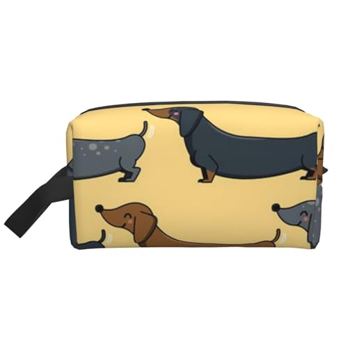 Bunter Dackelhund, gelb, Kosmetik-Organizer mit großer Kapazität, Reise-Make-up-Tasche für Frauen von BYwenhopnbs