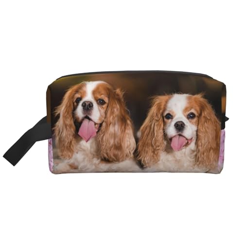 Cavalier King Charles Spaniel, weiß-braune Hunde, Kosmetik-Organizer mit großer Kapazität, Reise-Make-up-Tasche für Frauen von BYwenhopnbs